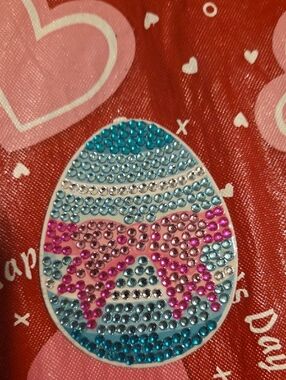 Handmade Sparkling Egg Rhinestone Magnet with Pink Bow